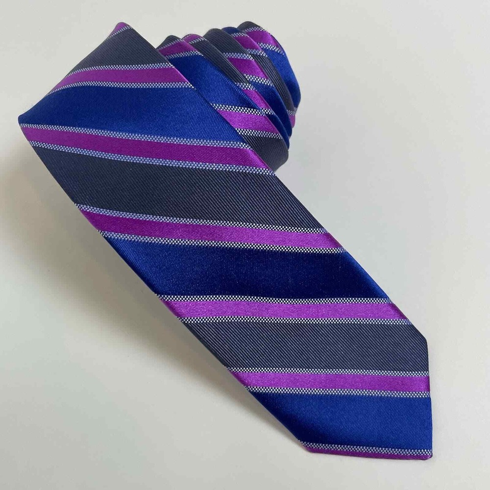 Michael Kors Designer Necktie Narrow‎ Blue Gray Pink Striped